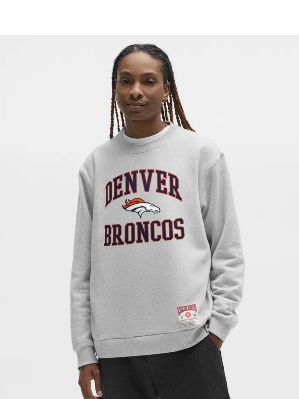 lululemon athletica Light Gray Denver Broncos Crewneck Sweatshirt